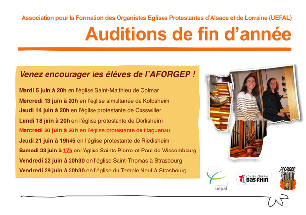 Dates des auditions de fin d'année