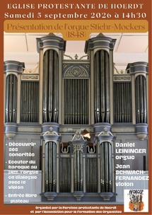 Samedi 5 septembre - 14h30 - Présentation de l'orgue Stiehr-Mockers (1848)