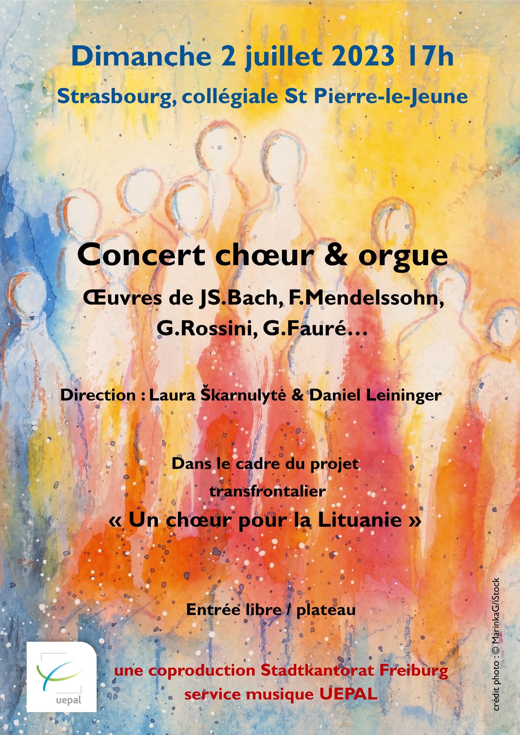 Concert Chœur & Orgue dimanche 2 juillet 2023 17h à Strasbourg, collégiale St Pierre-le-Jeune