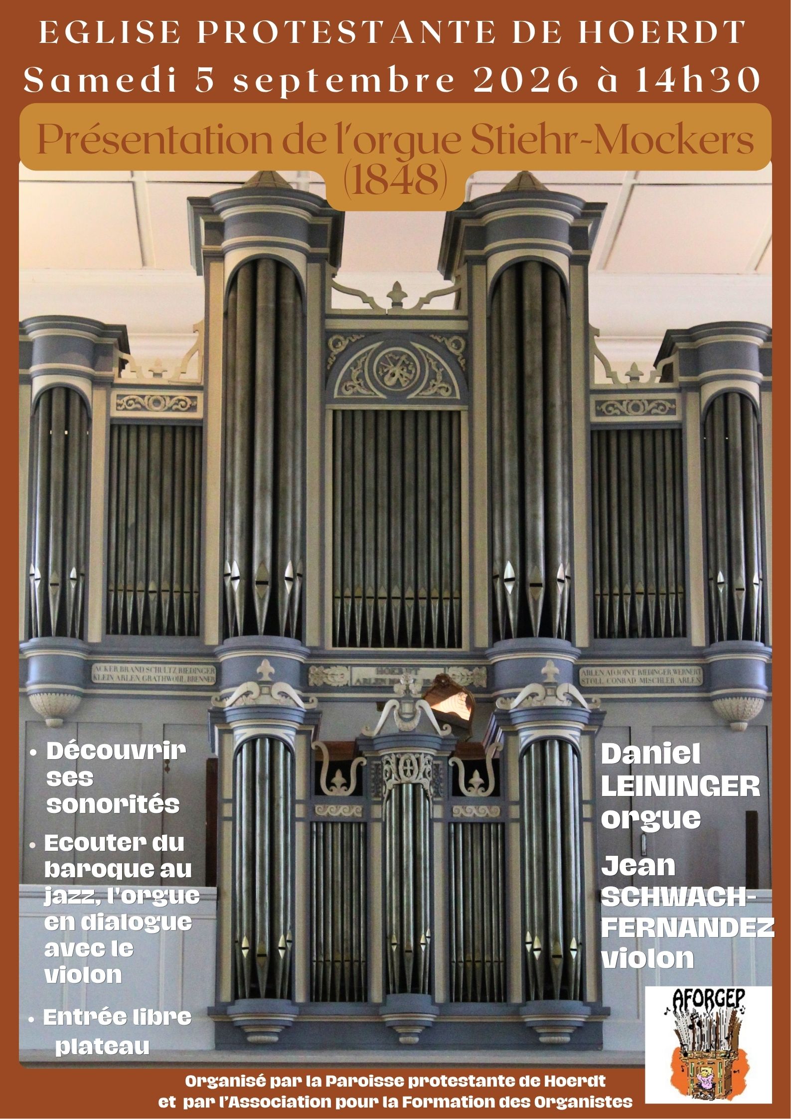 Samedi 5 septembre - 14h30 - Présentation de l'orgue Stiehr-Mockers (1848)