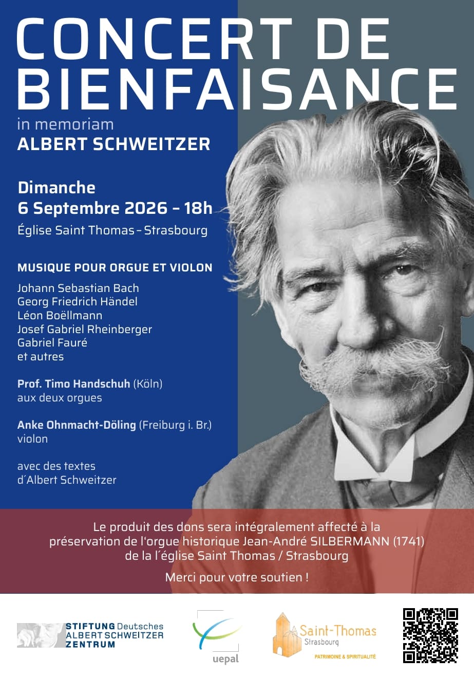 Concert de bienfaisance en mémoire d'Albert Schweitzer à Strasbourg